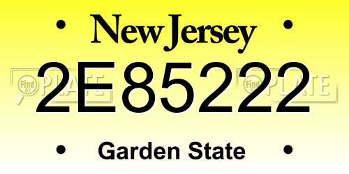 2E85222 New Jersey License Plate