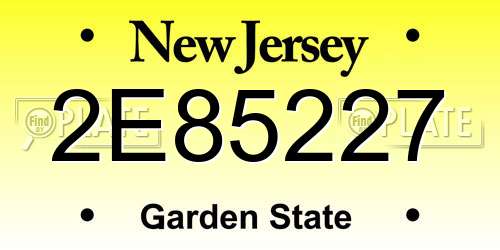 2E85227 New Jersey License Plate