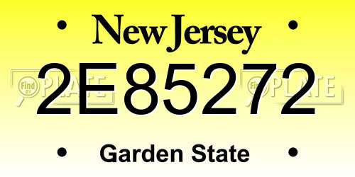2E85272 New Jersey License Plate