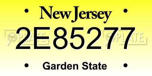 2E85277 New Jersey License Plate