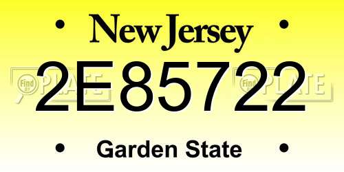 2E85722 New Jersey License Plate