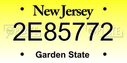 2E85772 New Jersey License Plate