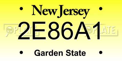 2E86A1 New Jersey License Plate