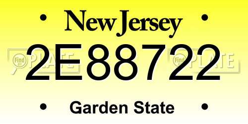 2E88722 New Jersey License Plate