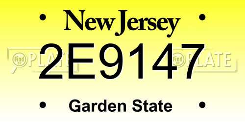 2E9147 New Jersey License Plate
