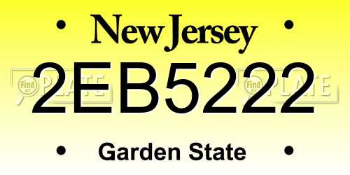 2EB5222 New Jersey License Plate
