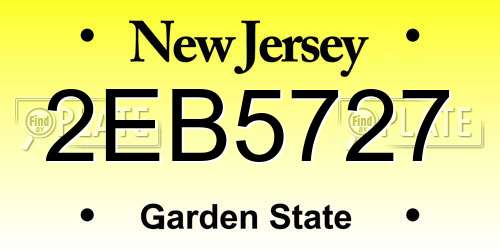 2EB5727 New Jersey License Plate