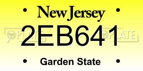 2EB641 New Jersey License Plate