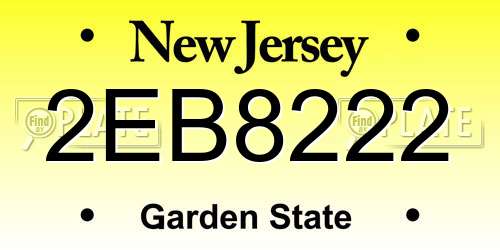 2EB8222 New Jersey License Plate