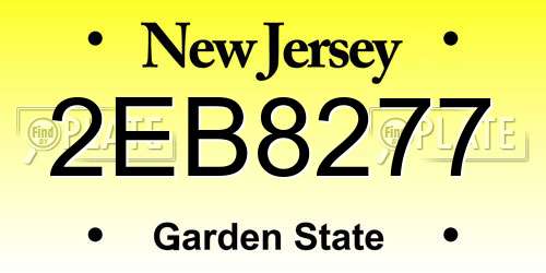 2EB8277 New Jersey License Plate