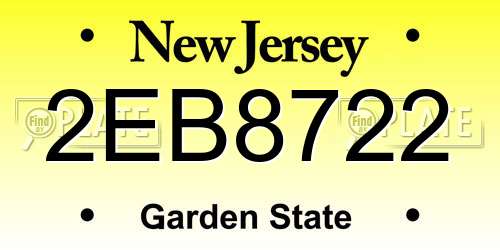 2EB8722 New Jersey License Plate