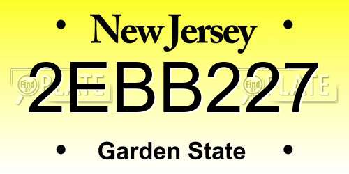 2EBB227 New Jersey License Plate