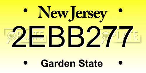 2EBB277 New Jersey License Plate