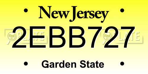2EBB727 New Jersey License Plate