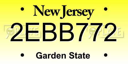 2EBB772 New Jersey License Plate