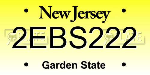 2EBS222 New Jersey License Plate