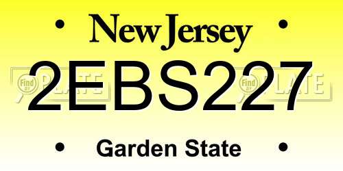 2EBS227 New Jersey License Plate