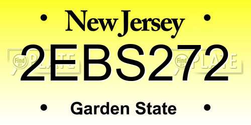 2EBS272 New Jersey License Plate