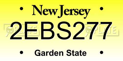 2EBS277 New Jersey License Plate