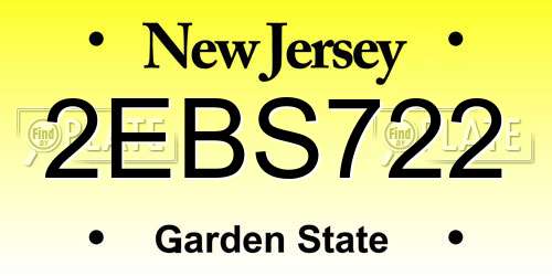 2EBS722 New Jersey License Plate