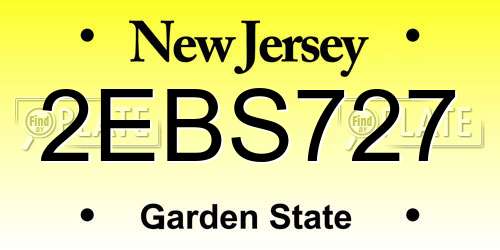 2EBS727 New Jersey License Plate