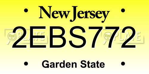 2EBS772 New Jersey License Plate