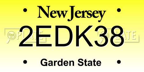 2EDK38 New Jersey License Plate