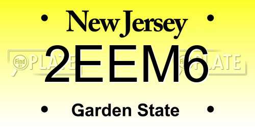 2EEM6 New Jersey License Plate