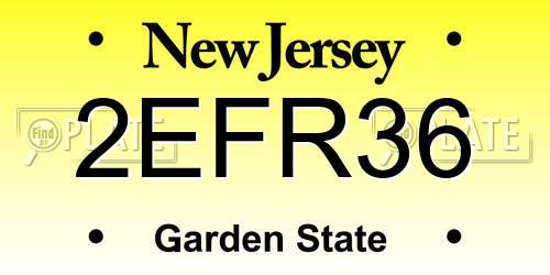 2EFR36 New Jersey License Plate