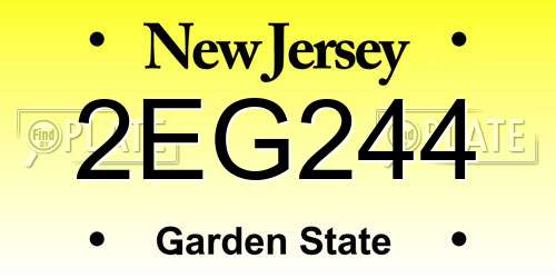 2EG244 New Jersey License Plate