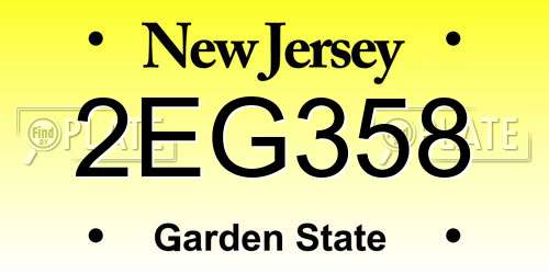 2EG358 New Jersey License Plate