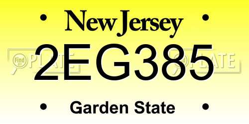 2EG385 New Jersey License Plate