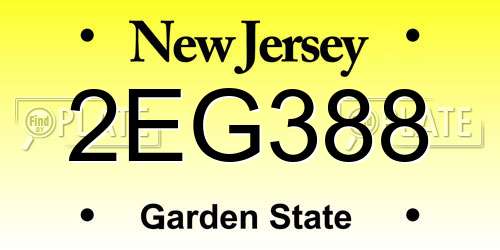 2EG388 New Jersey License Plate