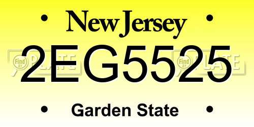 2EG5525 New Jersey License Plate