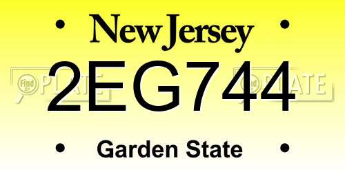 2EG744 New Jersey License Plate