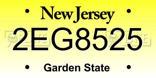 2EG8525 New Jersey License Plate