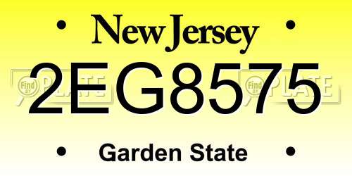 2EG8575 New Jersey License Plate