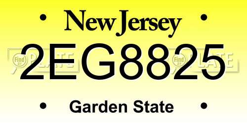 2EG8825 New Jersey License Plate