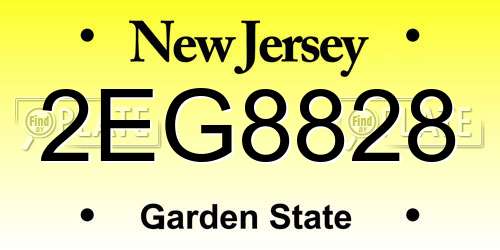 2EG8828 New Jersey License Plate