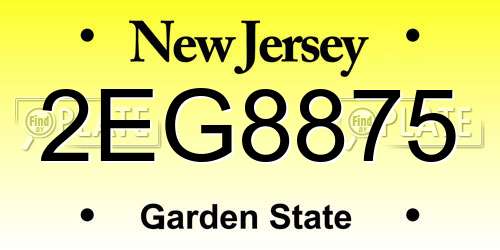 2EG8875 New Jersey License Plate
