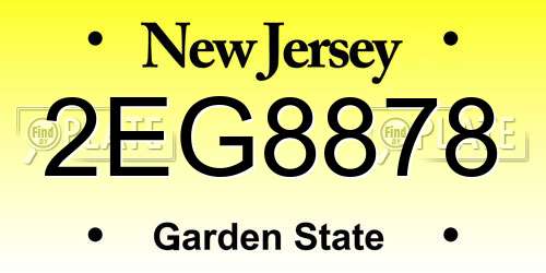 2EG8878 New Jersey License Plate