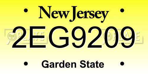 2EG9209 New Jersey License Plate