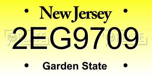 2EG9709 New Jersey License Plate