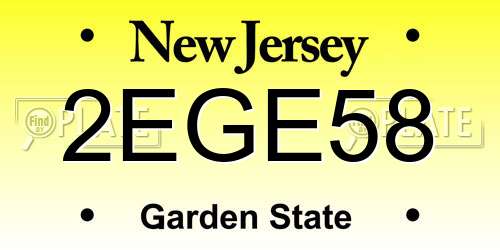 2EGE58 New Jersey License Plate