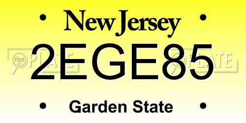 2EGE85 New Jersey License Plate