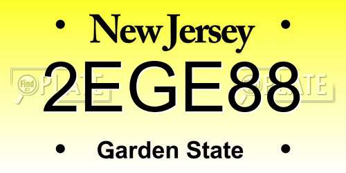 2EGE88 New Jersey License Plate