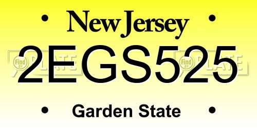 2EGS525 New Jersey License Plate