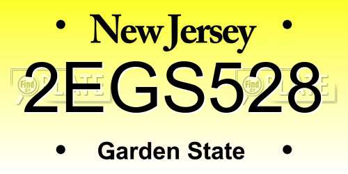 2EGS528 New Jersey License Plate