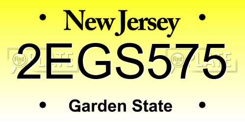 2EGS575 New Jersey License Plate