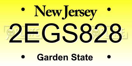 2EGS828 New Jersey License Plate